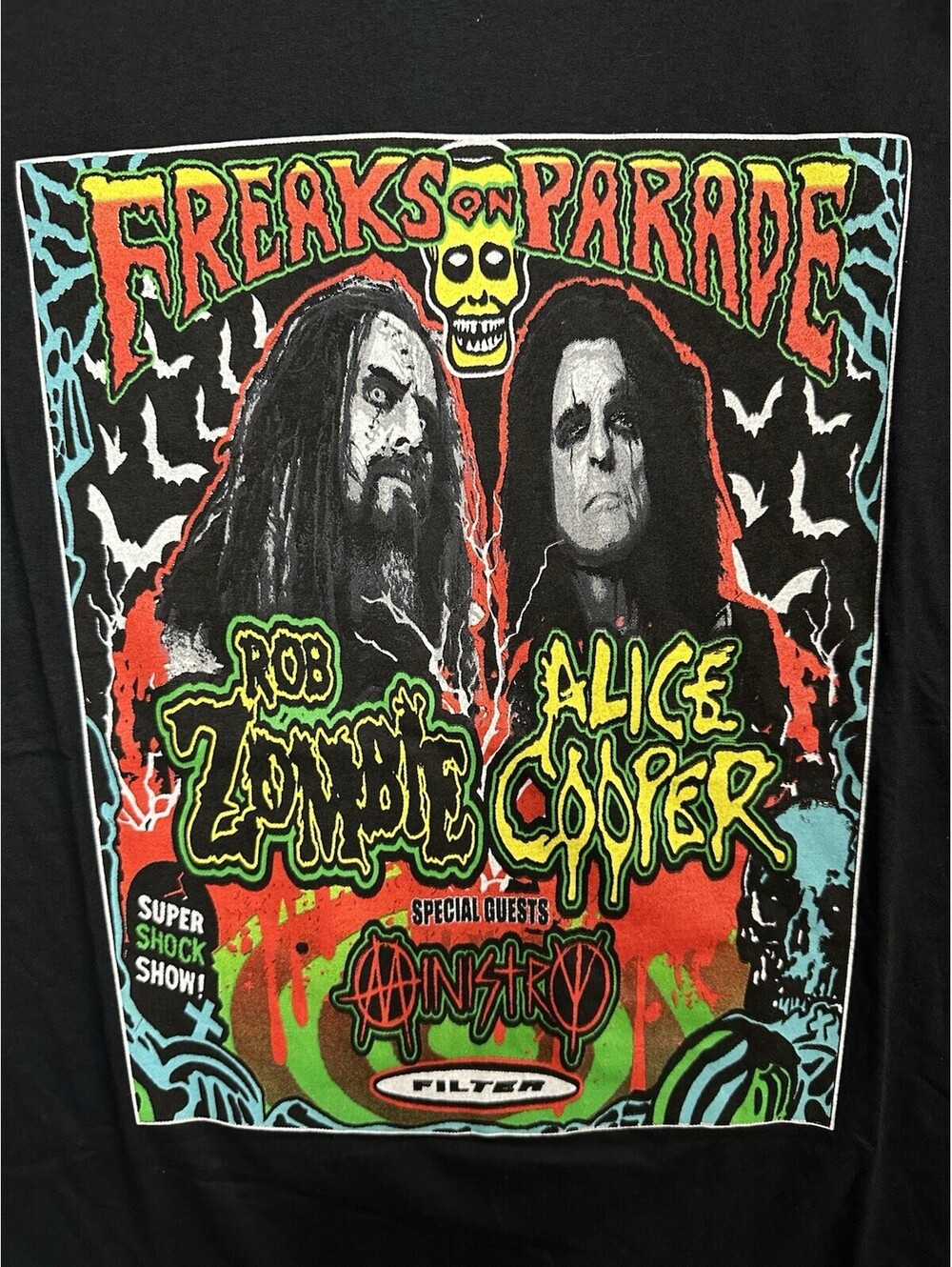 Rob Zombie Alice Cooper Freaks On Parade 2023 Tour T Shirt XL Ministry Filter